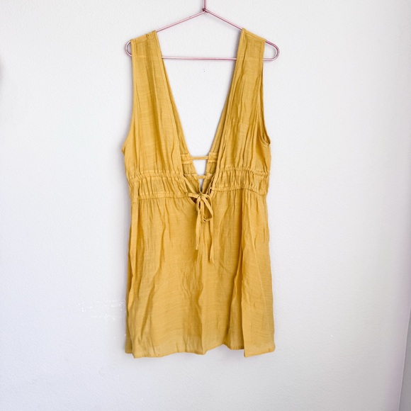 Cupshe Yellow Tie Front Cover Up Dress Open Back Size L - Picture 3 of 8